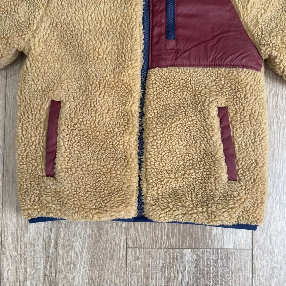 Gap Kids Reversible Puffer Sherpa Jacket Size 5 Years Brown Dark Claret